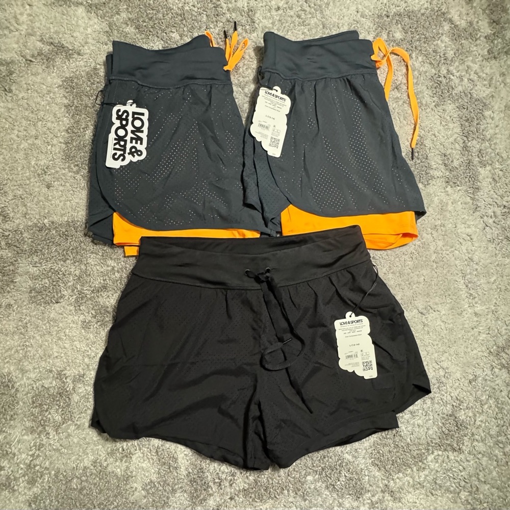3 Love & Sports Women's Athletic Shorts - Black and Gray